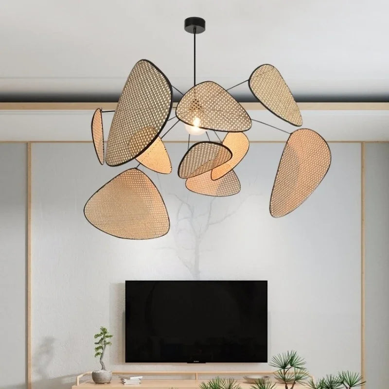 Afralia™ Rattan Pendant Lights: Wabi Sabi Nordic Chandelier with LED for Home Decor