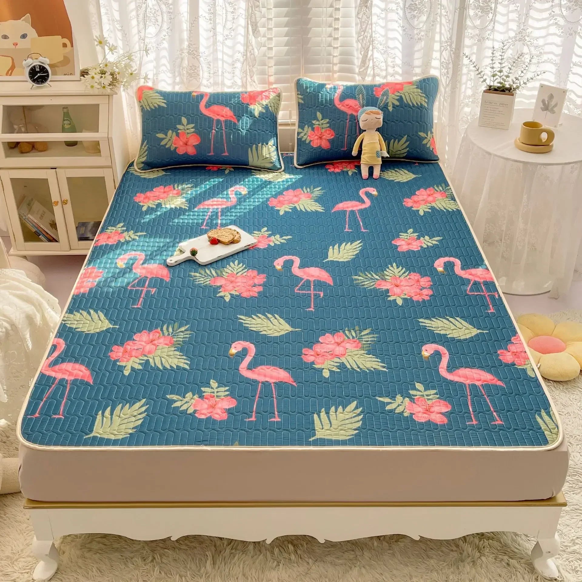 Afralia™ Cartoon Print Silky Mattress Set: 4-Layer Quilted Breathable Cushion