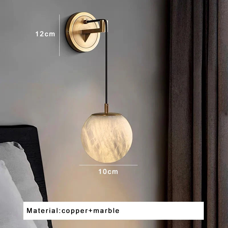 Afralia™ Round Marble Wall Sconce Lamps for Luxury Home Decor
