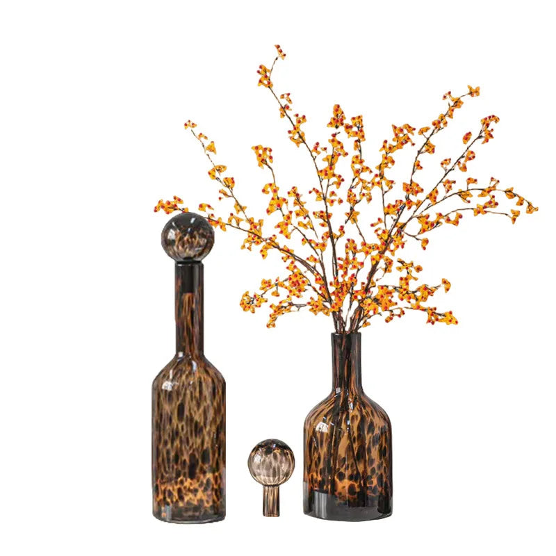 Afralia™ Leopard Print Glass Vase: Stylish Terrarium & Home Decor Accessory