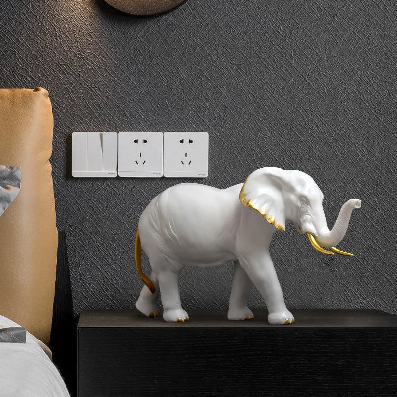 Afralia™ Elephant Resin Sculpture Ornaments for Modern Living Room Decor