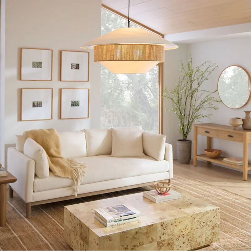 Afralia™ Natural Woven Rattan Chandelier Handmade Dining Living Room Pendant Lamps