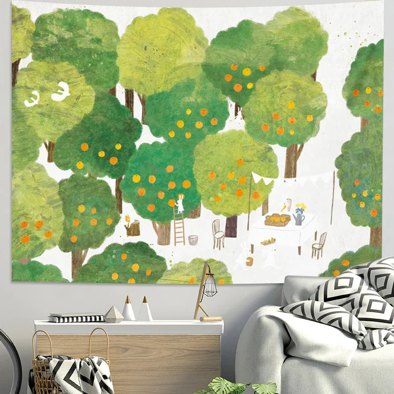 Afralia™ Pastoral Tapestry: Scenic Wall Decoration for Bedroom, Dormitory & Healing Spaces