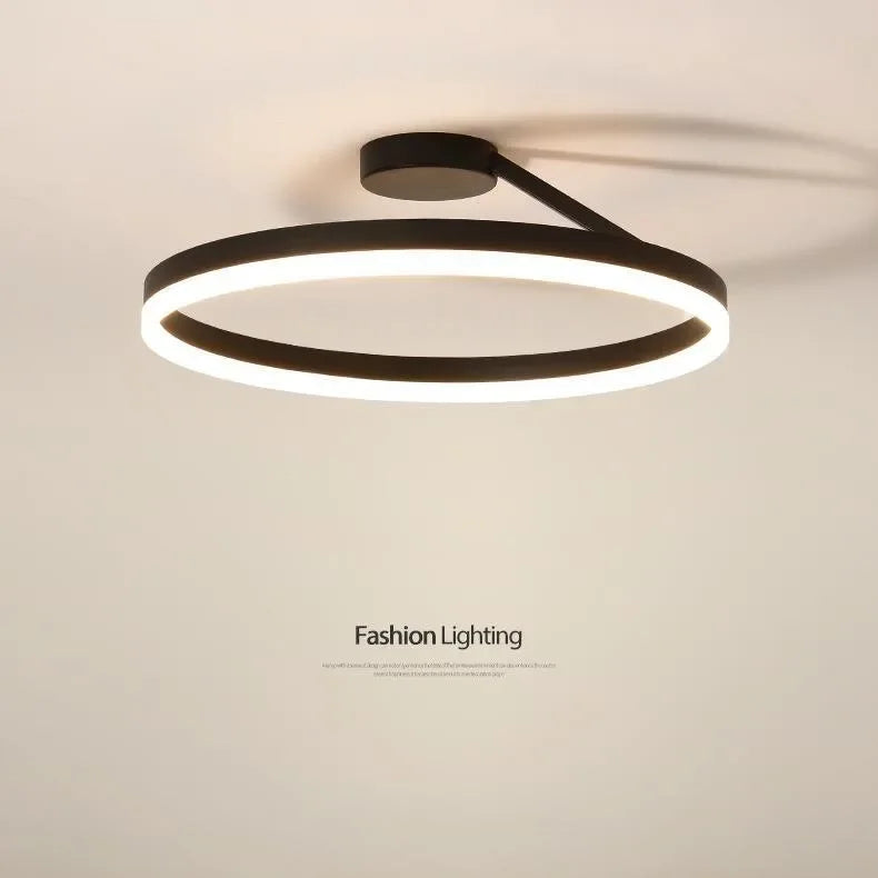 Afralia™ Minimalist Round LED Ceiling Chandelier | Aluminum Living Room Bedroom Light Fixtures