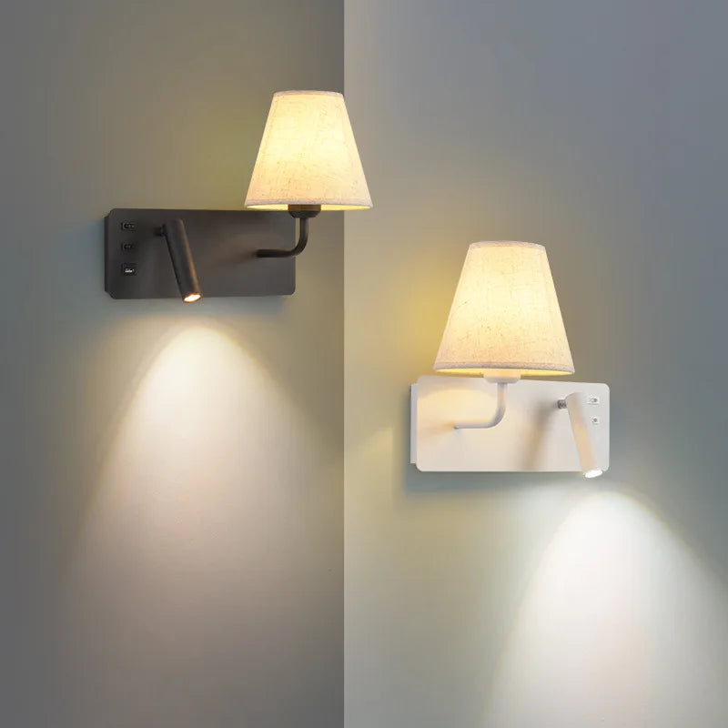 Afralia™ Nordic LED Wall Lamp with USB, Switch, Modern Design for Bedroom Sconces