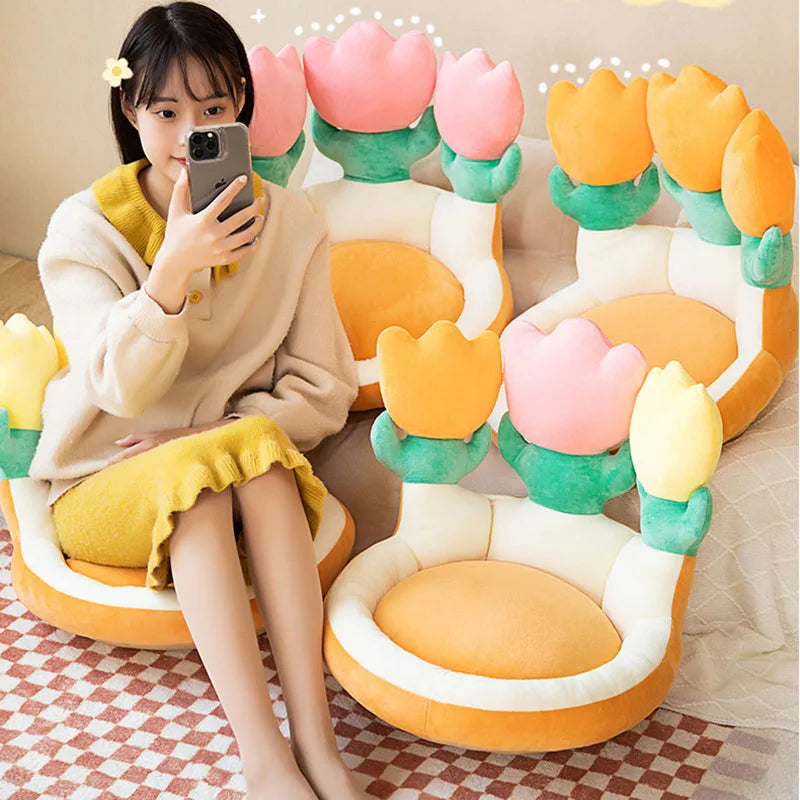 Afralia™ Plush Chair Cushion with Backrest for Comfortable Sitting Experience