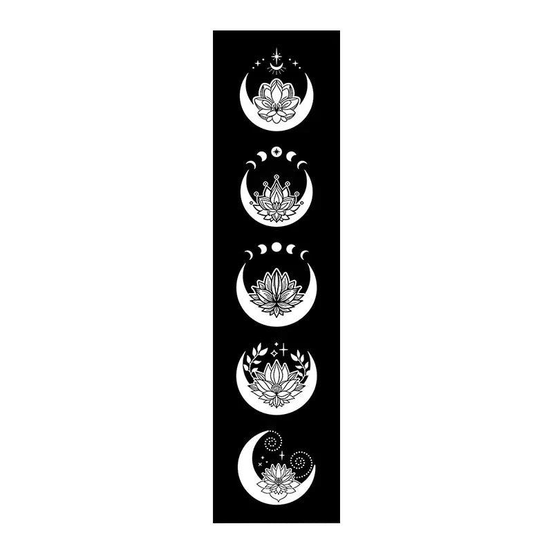 Flowers Moon Phase Tapestry Wall Art by Afralia™ - Black and White Home Decor