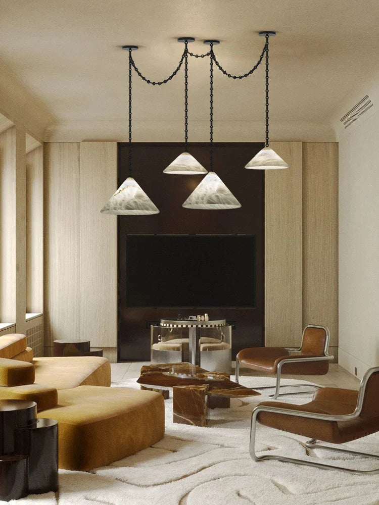 Afralia™ Gold Black Pendant Chain LED Lucite Chandelier - Indoor Bedroom Ceiling Light Fixtures