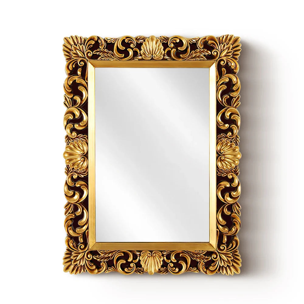 Afralia™ Wall Mirror Vintage Golden Modern Living Room Decor Retro Aesthetic Ornaments