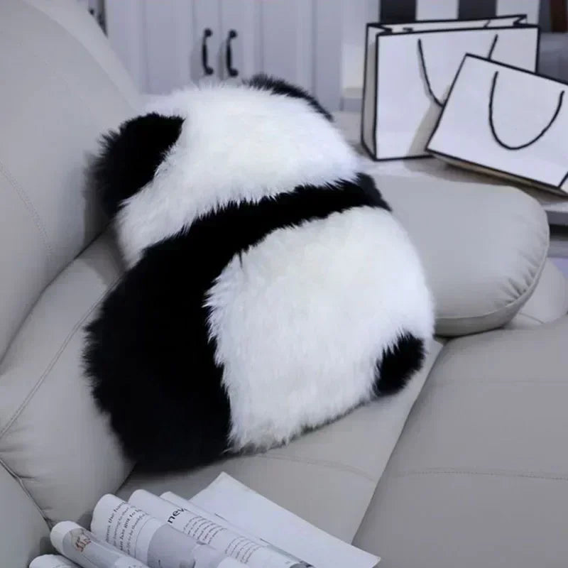 Afralia™ Super Cute Angry Panda Wool Back Throw Pillow for Bed, Sofa, Floor - Cozy Cushion