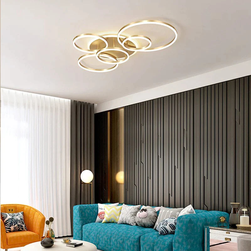 Afralia™ Luxury LED Ceiling Light for Home Decor - Dimmable Gold Chandelier