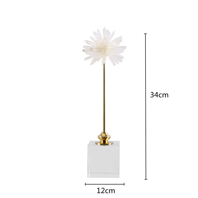Afralia™ Crystal Agate Handmade White Flower Home Decor Figurine