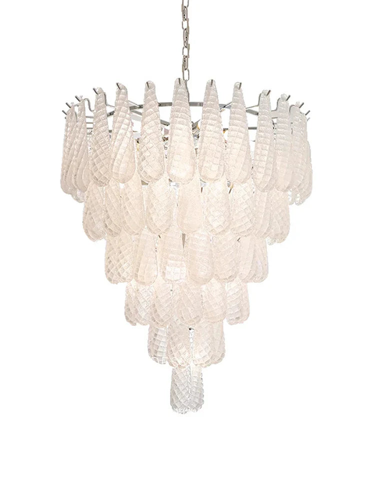 Afralia™ Round White Glass Pendant Light: Modern Waterfall Ceiling Fixture for Living Room