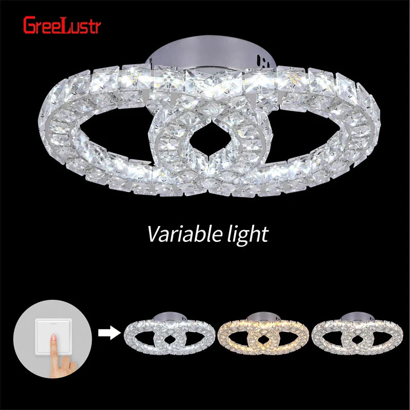 Afralia™ Crystal LED Ceiling Chandelier: Elegant 3-Side Nordic Indoor Light for Living Room
