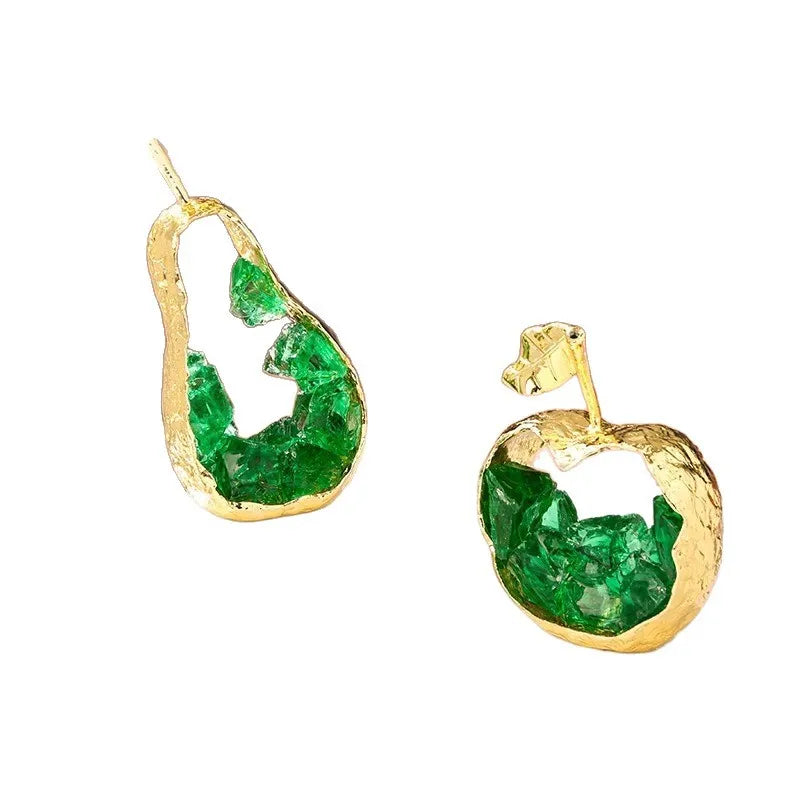 Afralia™ Crystal Metal Fruit Sculpture Set Home Decoration