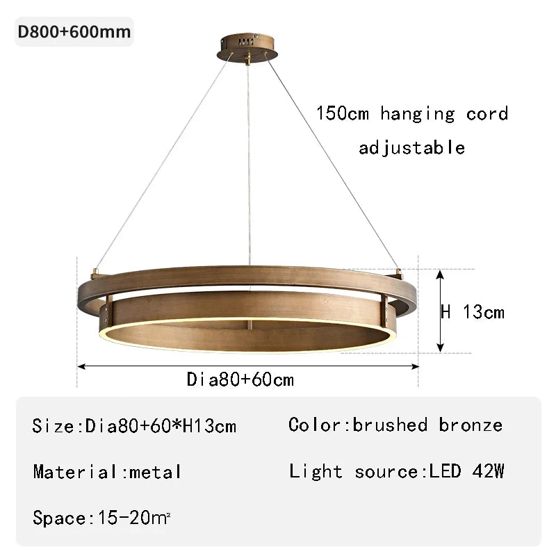 Afralia™ Nordic Bronze Chandelier: Modern LED Hanging Light for Dining and Living Room