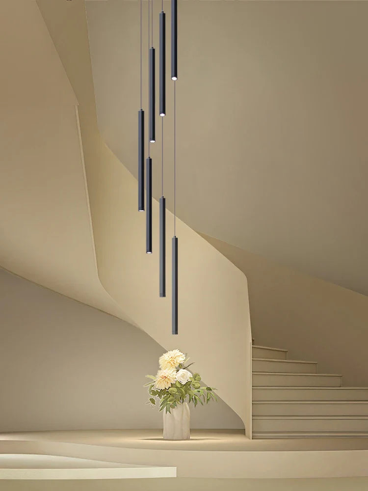 Afralia™ LED Chandelier Stairs Pendant Ceiling Lamp for Hotel Lobby Decor