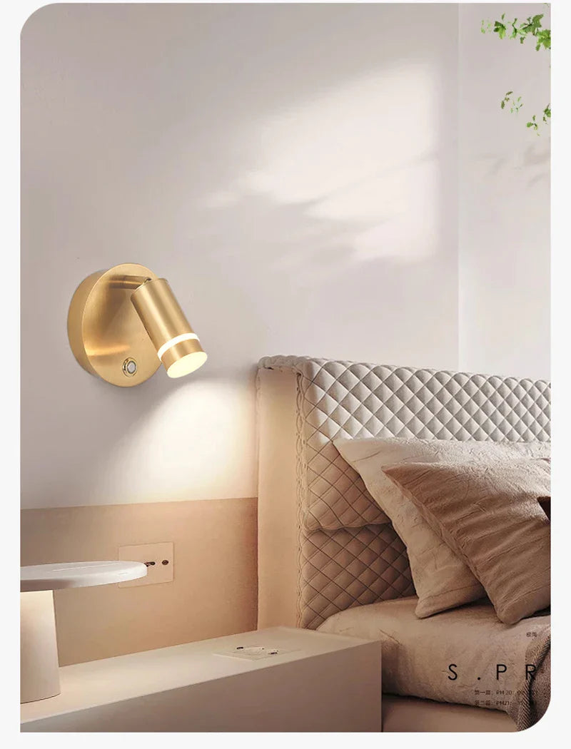 Afralia™ Round Wall Lamp with USB Charging for Bedroom, Living Room & Dining Room