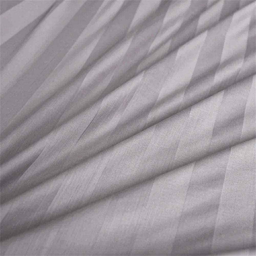 Afralia™ Nordic Grey Stripes Egyptian Cotton Bedlinens Set for Queen King Size