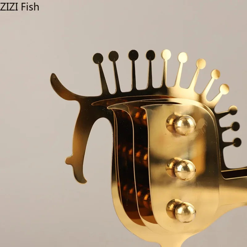 Afralia™ Golden Horse Metal Animal Sculpture Desk Ornament