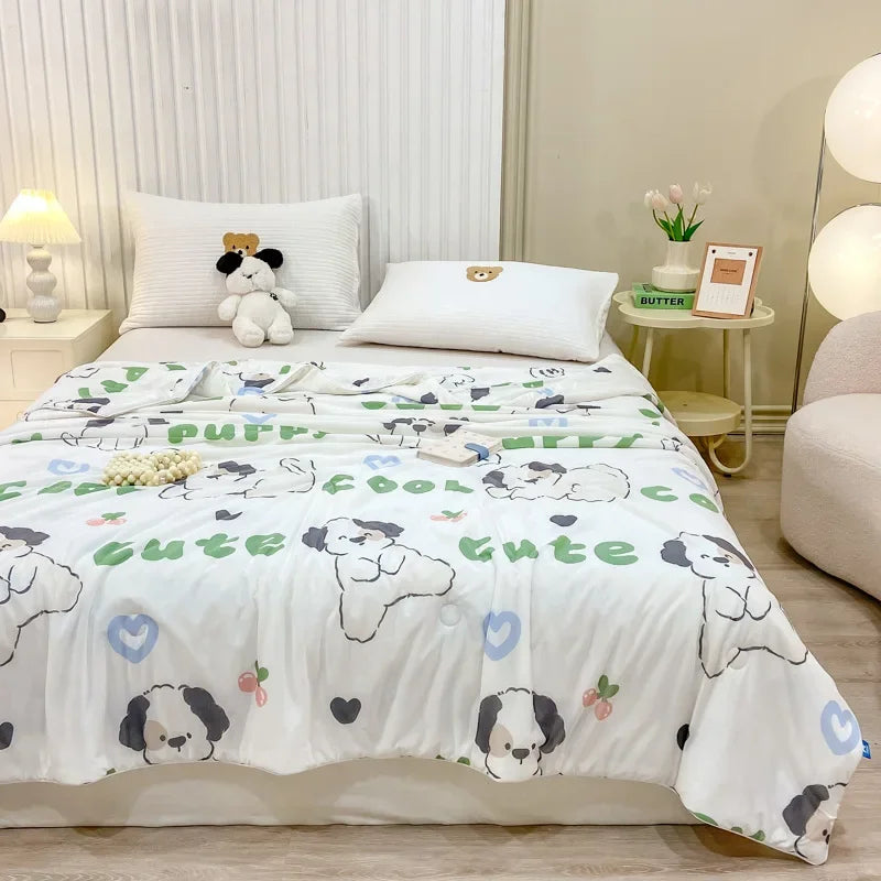 Afralia™ Silky Summer Cooling Blanket Lightweight Breathable Quilt for Bed