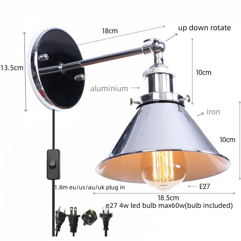 Afralia™ Pink Retro LED Wall Light Fixture - Industrial Vintage Ambient Luminaire