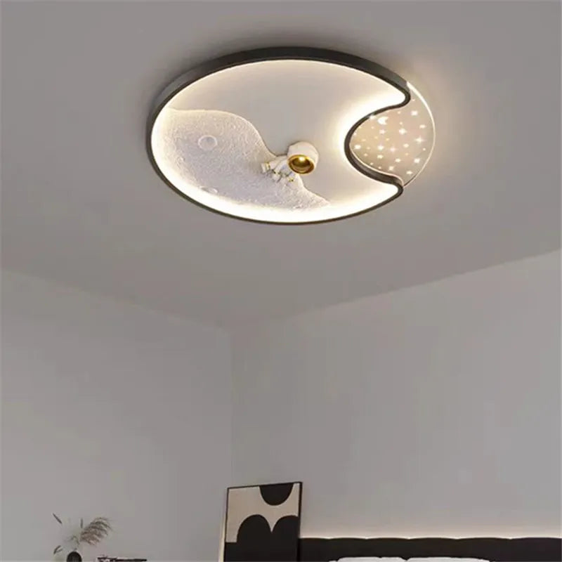 Afralia™ Astronaut Moonlight LED Ceiling Light for Kids' Bedroom & Living Room