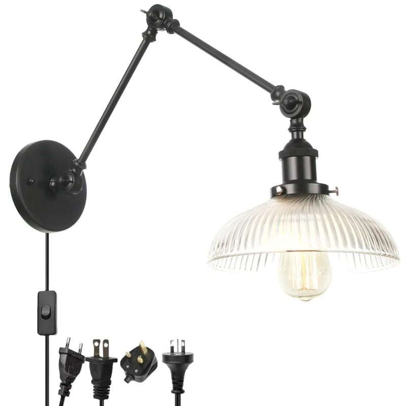 Afralia™ Swing Arm LED Wall Lights for Home Decor & Bedroom Industrial Loft Style