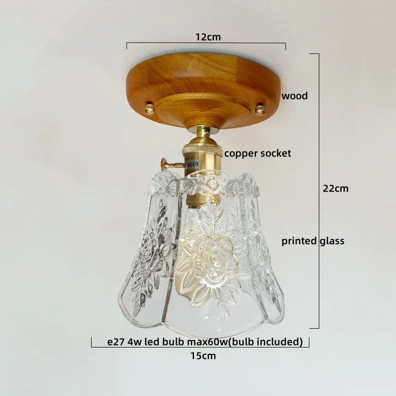 Afralia™ Walnut Copper LED Ceiling Light Modern Home Lighting Luminaria