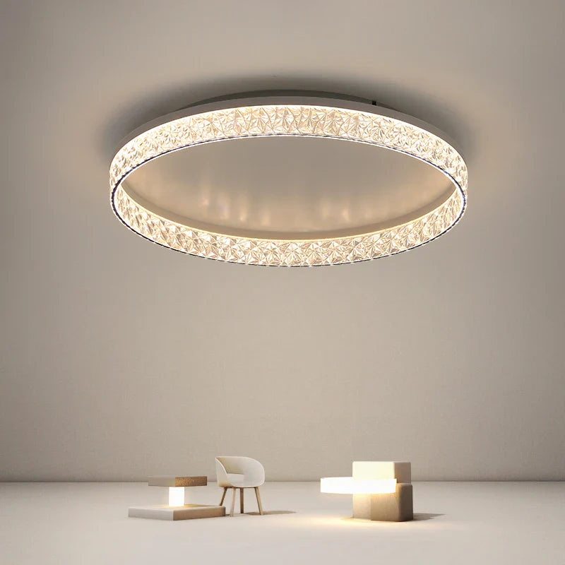 Afralia™ Round LED Chandeliers White Gold Frame for Bedroom Dining Living Room Lighting