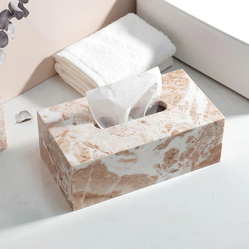Afralia™ Marble Napkin Tissue Box Holder | Luxury Bathroom Accessories Set