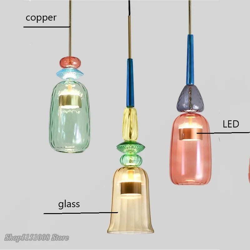 Afralia™ Nordic Glass Candy Pendant Lights for Living Room Bedroom Children Decor