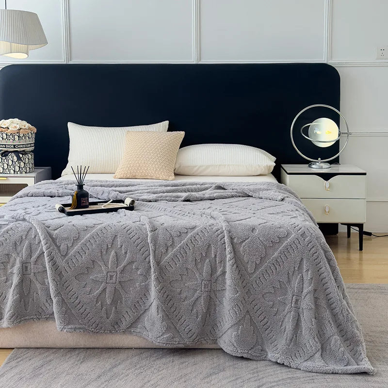 Afralia™ Taffeta Velvet Jacquard Coral Fleece Blanket: Warm, Skin-Friendly, Multi-Functional Sofa Cover