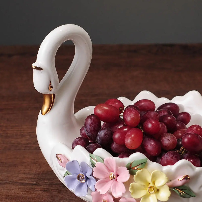 Afralia™ Swan Ceramic Fruit Tray and Ashtray Set for Elegant Living Room Decor