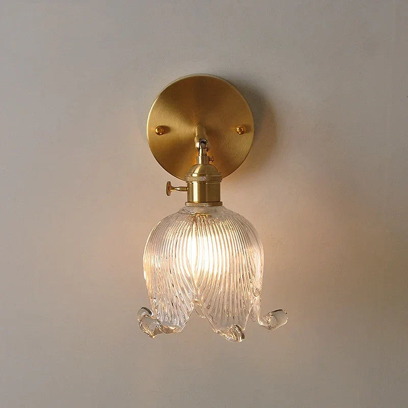 Afralia™ Vintage Clear Glass Wall Lamp Sconce with Pull Chain Switch and LED Rotation
