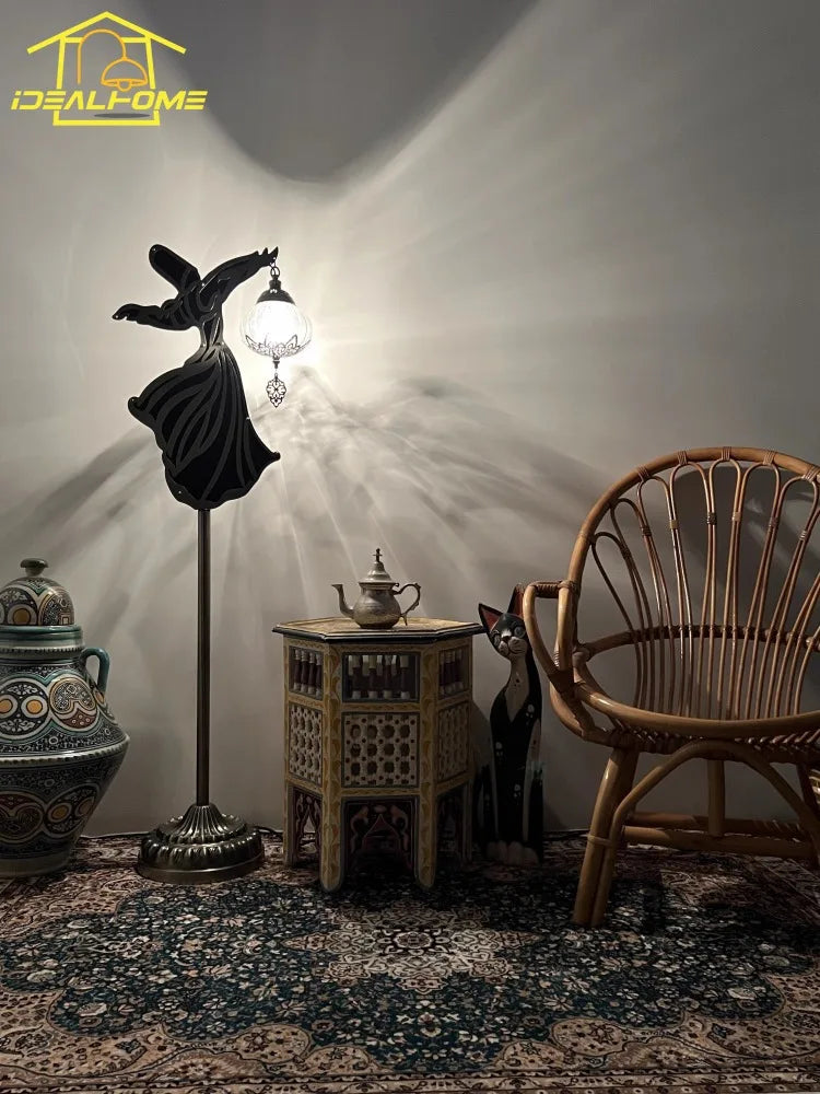 Afralia™ Exotic Monk Dancer LED Floor Lamp for Bedroom Living Room Zen Decor