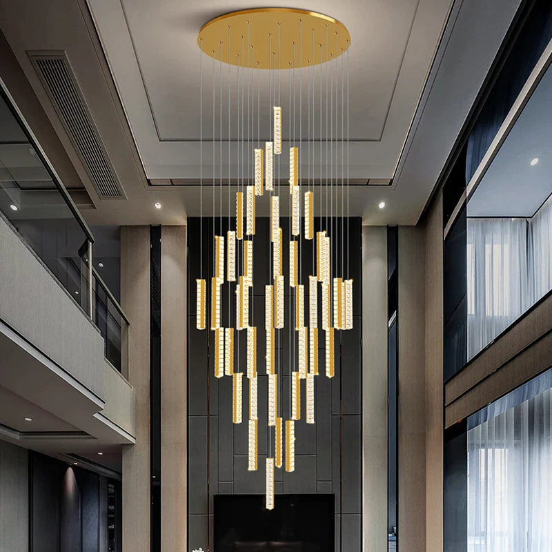 Afralia™ Luxury Crystal LED Chandelier for Modern Villa Staircase & Living Room