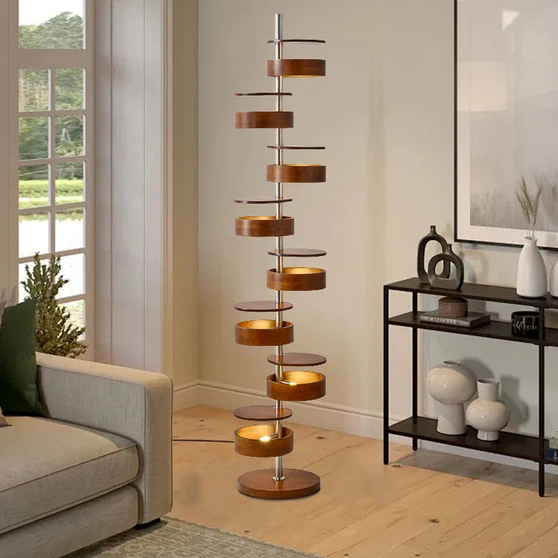 Afralia™ Staircase Designer LED Floor Lamp - Modern Creative Wooden Decor Lighting