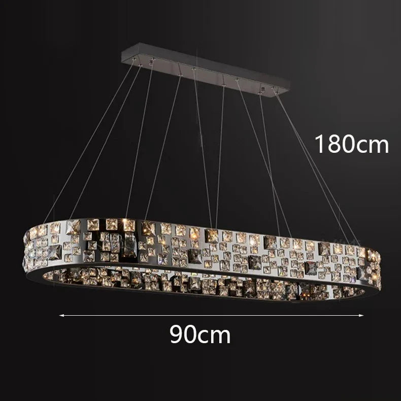 Afralia™ Black Crystal Chandelier Pendant Light for Dining & Living Room