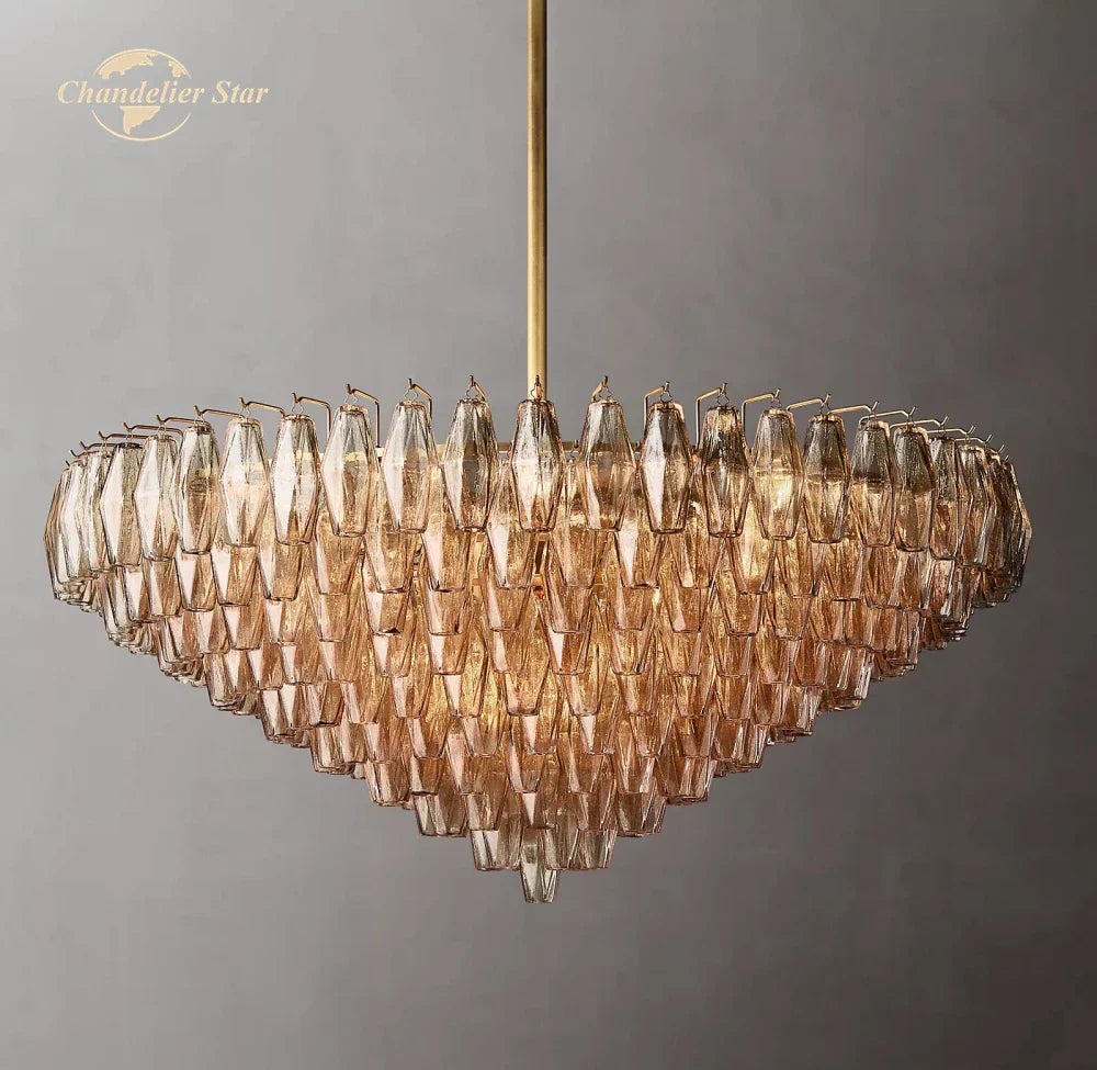 Afralia™ Smoke Glass Tiered Round Chandelier for Living Room, Bedroom, Dining Room