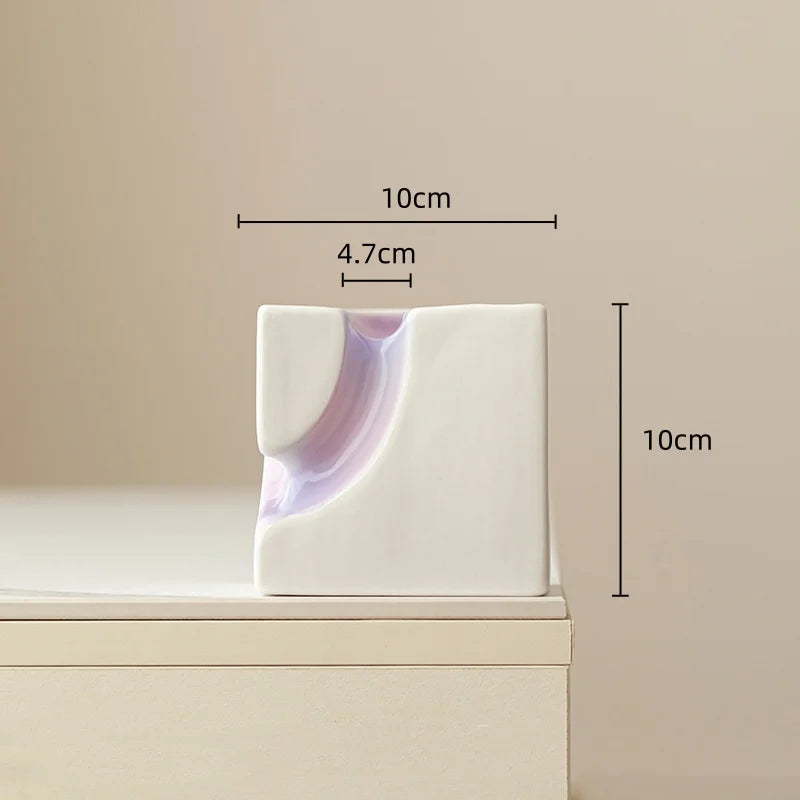 Afralia™ Purple Geometry Ceramic Flower Vase, Abstract Design for Stunning Floral Arrangements