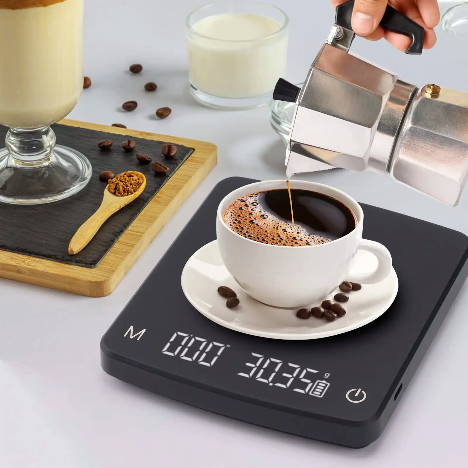 Afralia™ Precision Coffee Timer Scale with LCD Display for Pour Over Drip Espresso