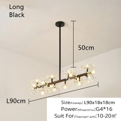 Afralia™ Crystal Bionic Petals Chandelier for Living Dining Bedroom Hall Hotel Decor