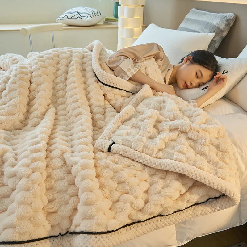 Afralia™ Coral Fleece Warm Blanket: Cozy Thicken Winter Bed Blanket