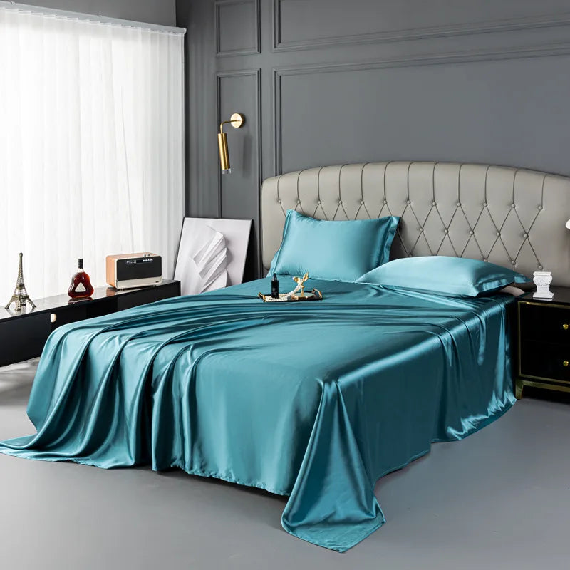 Afralia™ Mulberry Silk King Size Sheet Set - Luxury Soft Bed Cover in Solid Color