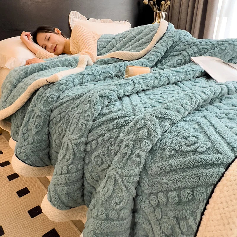 Afralia™ Coral Fleece Warm Blanket: Cozy Thicken Winter Bed Blanket