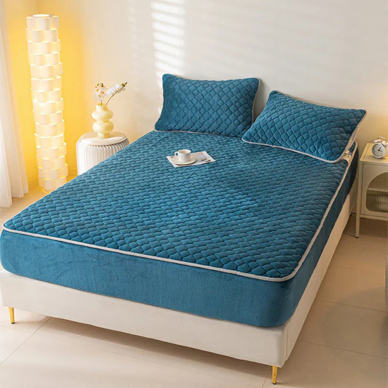 Afralia™ Thickened Mattress Protector Queen Double Single Elastic Fitted Sheet Anti-slip Bedspread