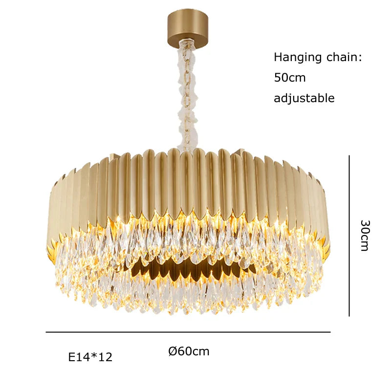 Afralia™ Gold Crystal Water Droplet Pendant Light - Black Suspension Lamp