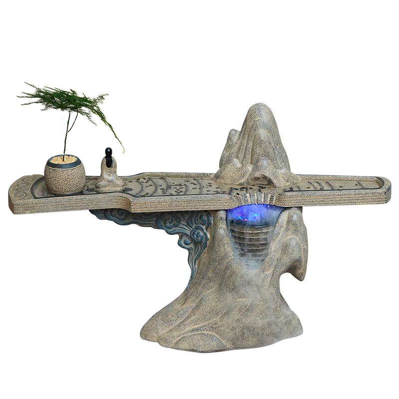 Afralia™ Zen Water Circulation Tea Room Chinese Study Desk Ornament