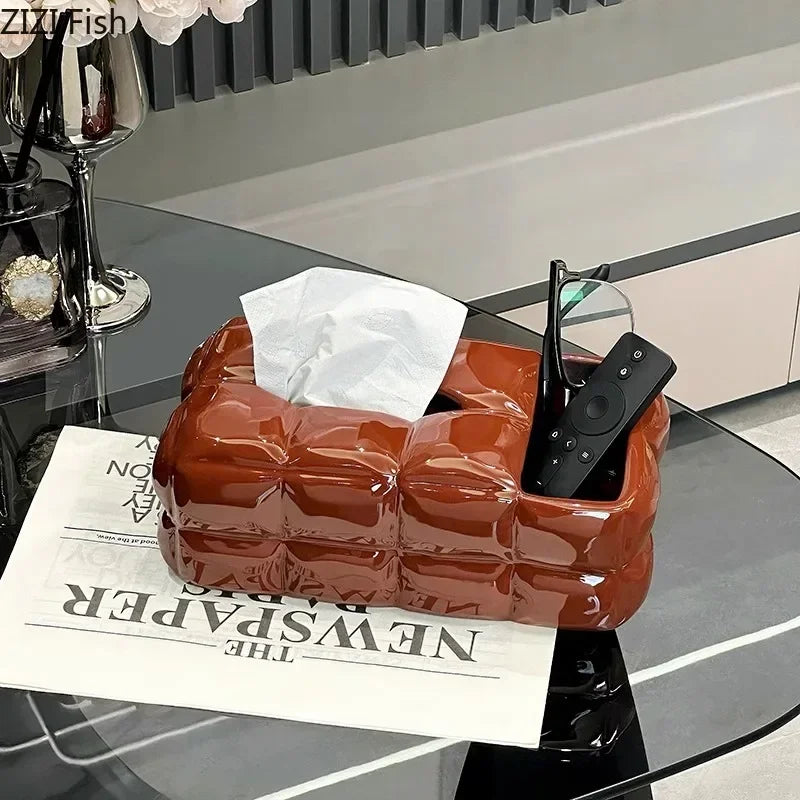 Afralia™ Ceramic Bread Tissue Box Desk Decoration Paper Towel Case